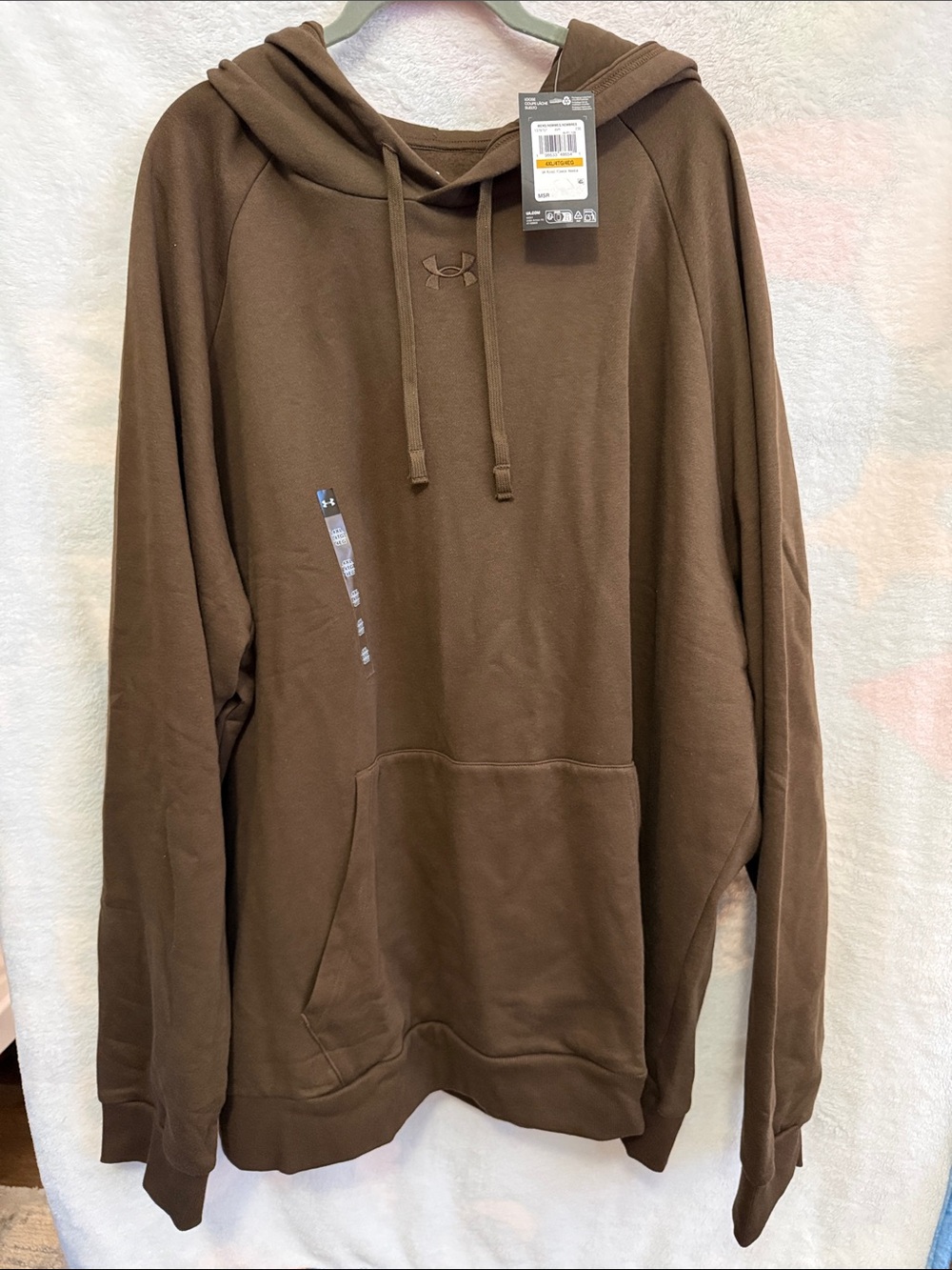 NWT Under Armour UA Rival Fleece Men’s Brown Hoodie Sweatshirt Pullover Size 4XL